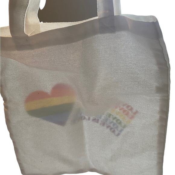 Love is Love Rainbow Tote Bag White 15” Pride Canvas - Picture 5 of 8